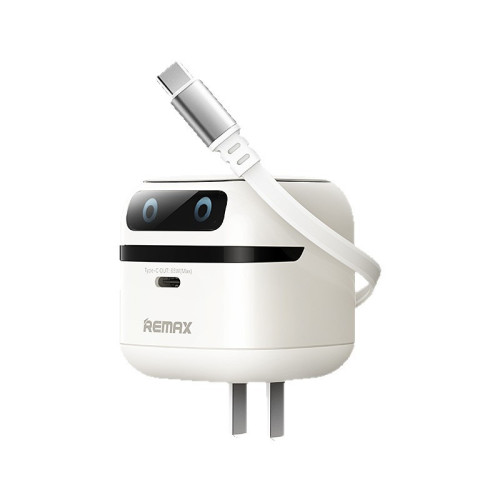 Remax氮化鎵65W快充自帶線手機充電器Type-C伸縮線充電頭折曡插頭