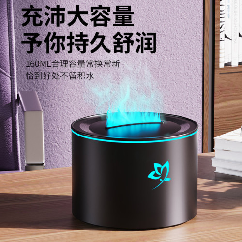 仿真火焰香薰機 家用桌面酒店精油噴香機七彩燈超音波加溼器