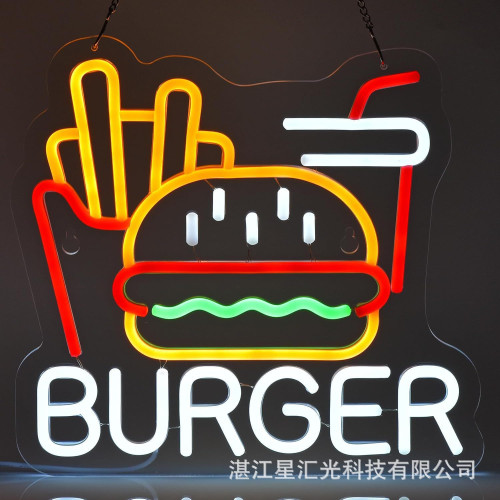 披薩漢堡造型霓虹燈餐飲快餐裝飾塔可熱狗USB氛圍燈裝飾壁燈
