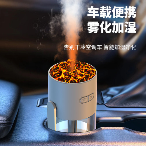 新款火山搖頭加溼器迷你空氣香薰機車用七彩超音波霧化加溼器小型