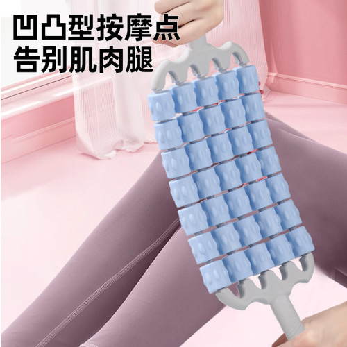 狼牙按摩棒瑜珈輔助舒緩肌肉滾軸四排全方位可彎曲背部按摩棒