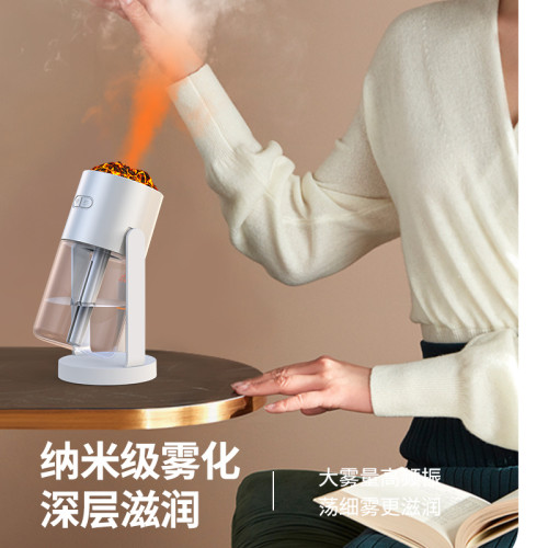 新款火山搖頭加溼器仿真火焰七彩氛圍燈大霧量車用霧化加溼器