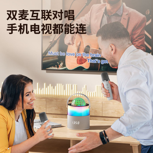 防KTV炫彩氛圍燈兒童唱歌音響家庭會議主持K歌麥克風藍牙音箱組合