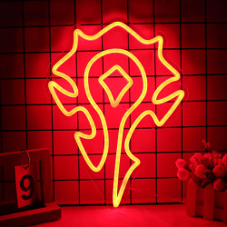 魔獸部落標志霓虹燈牌亞克力LED燈USB供電聯盟發光標志電競房裝飾