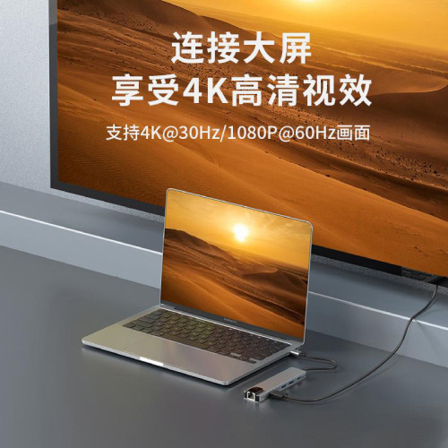 type c拓展隖hdmi投影轉換usb分線器擴展hub集線網卡多接口轉接頭