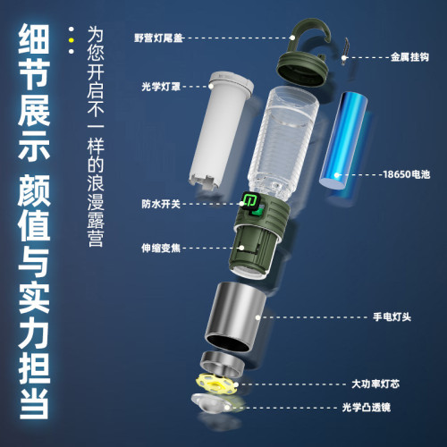 新款戶外強光露營巡邏爬山多功能氛圍手電便捷式尾部掛勾燈