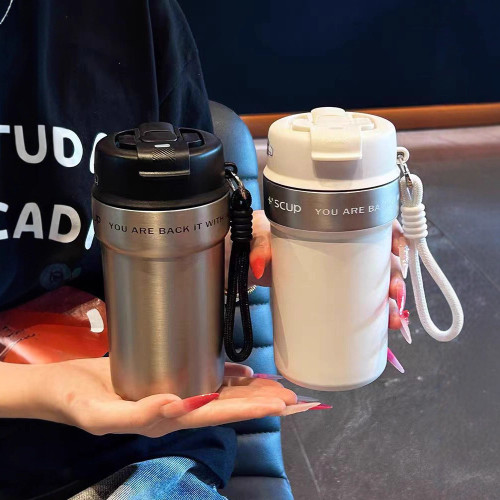 簡約保溫杯316不鏽鋼雙飲咖啡杯可攜式保溫保冷水杯禮品杯子簡約批