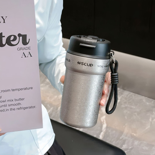 簡約保溫杯316不鏽鋼雙飲咖啡杯可攜式保溫保冷水杯禮品杯子簡約批