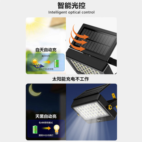 太陽能戶外投光燈超亮超長續航天黑自動亮多場景應急擺攤庭院燈