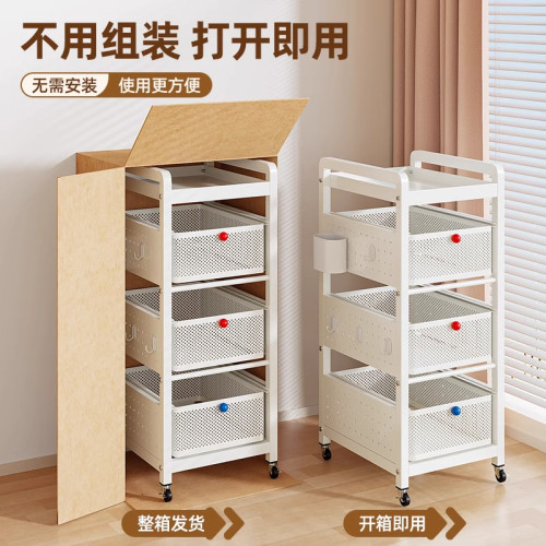 書包置物架家用多層桌下滑輪櫃放書本零食收納架可移動廚房小推車