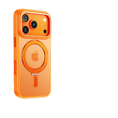 適用蘋果17系列手機殼360°旋轉支架防摔磨砂支點抗指紋iphone17