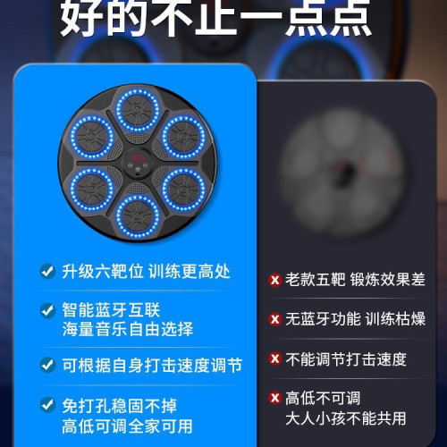 新款家用智能音樂拳擊機成人兒童打擊反應鍛鍊室內電子靶散打器材