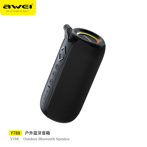 Awei用維戶外藍牙音箱Y788 IPX5防水超長續航RGB彩燈音響藍牙音箱