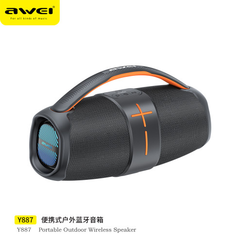 Awei用維戶外藍牙音箱IPX5防水長續航Y887雙機串聯可攜式藍牙音響