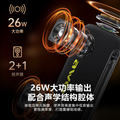 用維可攜式戶外藍牙音箱IPX5防水環繞立體聲免提通話TWS藍牙音響