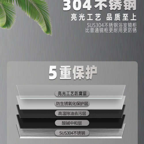 304不鏽鋼智能浴室鏡櫃衛生間掛牆式鏡箱單獨洗手間鏡子帶置物架