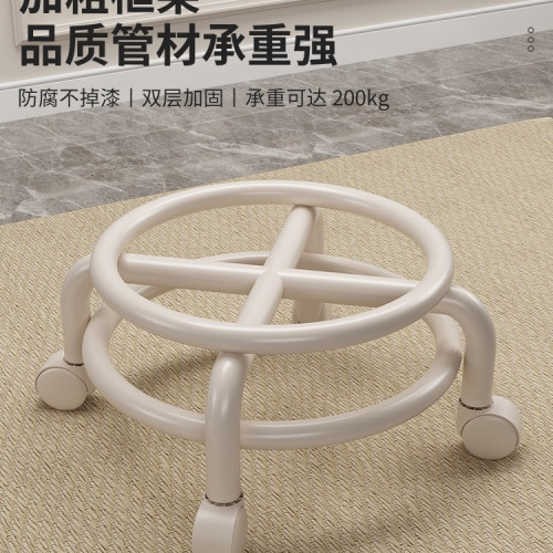 萬向輪小凳子護腰家用加厚靜音軟包靠背小椅子滑輪矮凳移動久坐