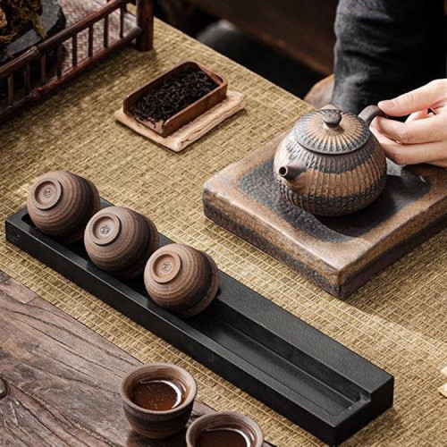 烏金石茶具架子茶杯架瀝水杯托家用茶道配件架置物架瀝水收納雙用