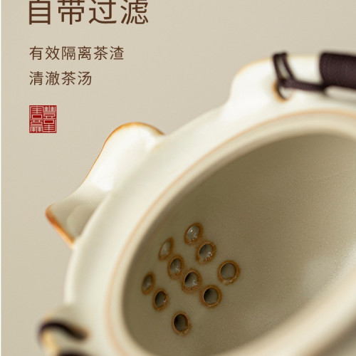 水墨年輕人汝窰茶具套裝家用輕奢陶瓷泡茶壺茶杯茶盤2025新款