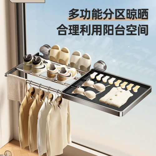 吸盤晾鞋架陽台曬鞋子伸縮窗戶晾衣架折曡晾曬網曬枕頭置物架