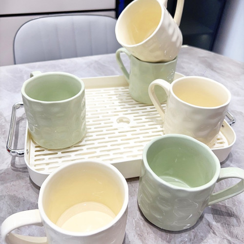 奶油風高顔值水具套裝2025新款客廳家用陶瓷杯子喬遷茶杯杯具托盤