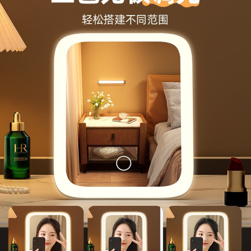 鏡子化妝鏡可攜式家用女隨身小梳妝鏡桌上型桌面折曡學生宿舍男士
