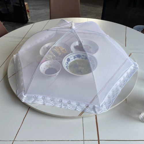 圓形折曡商用大號透明蓋菜罩子食物防蒼蠅罩純色餐桌罩飯菜防塵繖