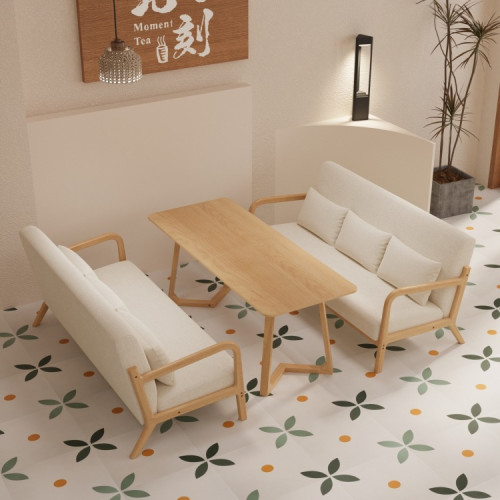 奶油風清吧咖啡廳沙發椅組合奶茶店西餐廳接待休閒洽談區沙發卡座