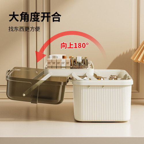 化妝品收納盒化妝箱多層折曡收納箱家用飾品整理盒口紅眼影收納盒