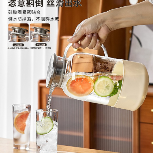 冷水壺玻璃水壺耐高溫涼水壺家用大容量果汁冷泡壺紥壺涼水杯套裝