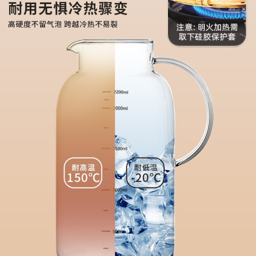 冷水壺玻璃水壺耐高溫涼水壺家用大容量果汁冷泡壺紥壺涼水杯套裝