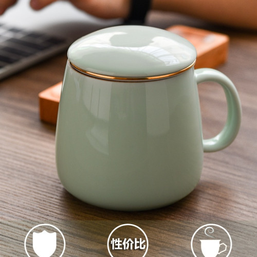 茶水分離茶杯陶瓷泡茶杯辦公室帶蓋過濾喝茶單個人馬克杯定