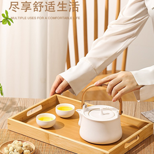 托盤竹木長方形茶盤商用竹製茶杯水杯收納家用大號酒店餐廳燒烤盤