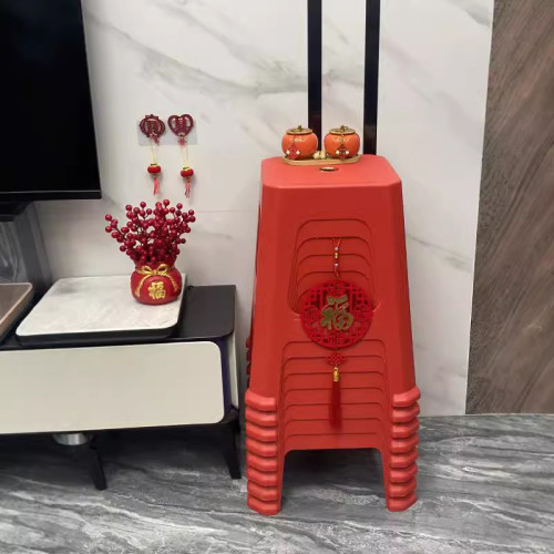紅色塑膠凳子北歐經濟型餐桌凳結實耐用吃飯凳客廳防滑成人高凳子