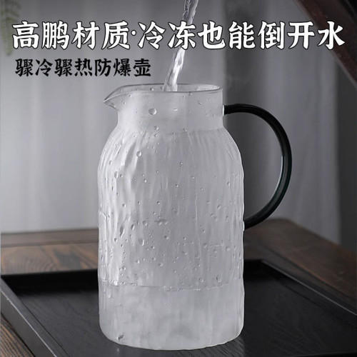 冷水壺耐高溫樹紋家用涼水壺杯大容量客廳玻璃壺泡茶壺套裝高顔值