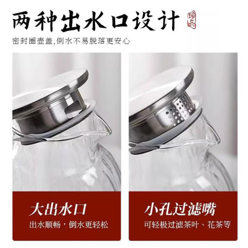 冷水壺耐高溫樹紋家用涼水壺杯大容量客廳玻璃壺泡茶壺套裝高顔值