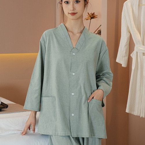 艾灸服純棉前後開釦汗蒸服桑拿中醫理療拔罐針灸推拿客人服美容院