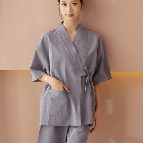 艾灸服純棉前後開釦汗蒸服桑拿中醫理療拔罐針灸推拿客人服美容院