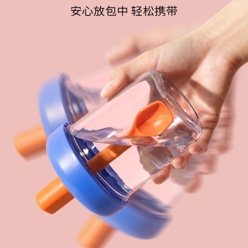 隔夜燕麥杯可攜式外帶豆漿早餐酸奶杯帶蓋勺奶昔麥片沖泡牛奶杯