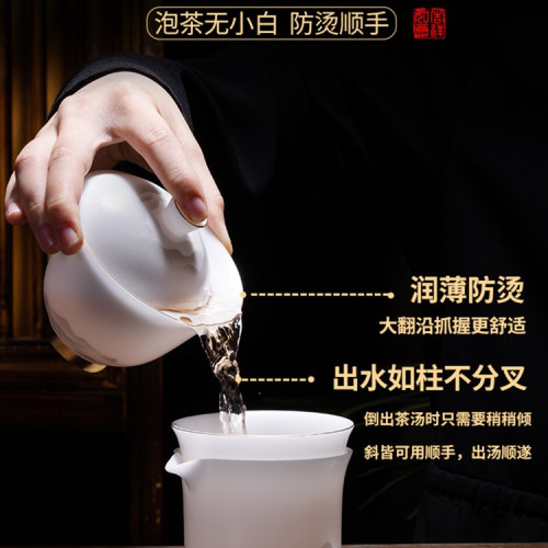 金獎級冰種羊脂玉功夫茶具套裝2025新款家用辦公室白瓷禮盒裝