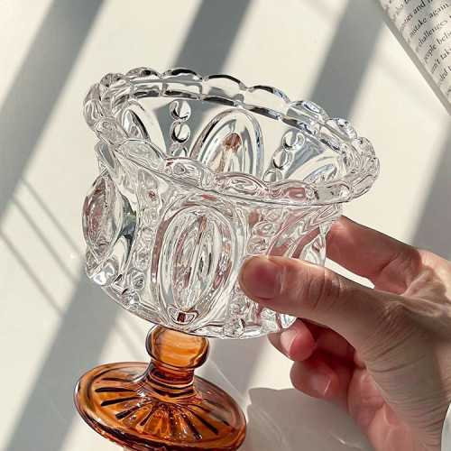 法式浪漫復古浮雕香檳杯高顔值中古微醺酒杯紅酒高腳甜酒玻璃杯子