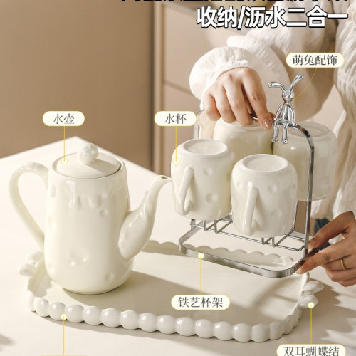 輕奢喬遷杯具水壺套裝家庭涼水杯家用客廳茶幾高顔值杯子茶杯套裝