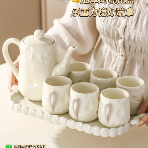 輕奢喬遷杯具水壺套裝家庭涼水杯家用客廳茶幾高顔值杯子茶杯套裝