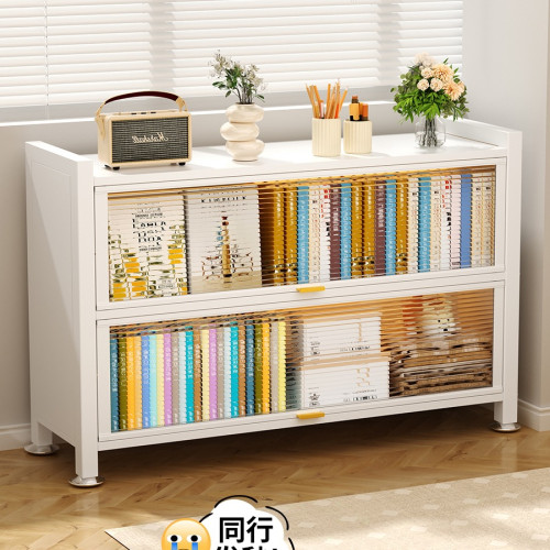 鋼製矮書櫃帶門兒童書架家用一體靠牆防塵儲物櫃落地置物架收納櫃