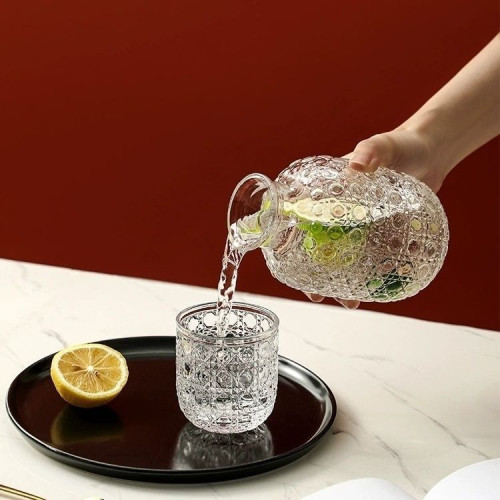 玻璃冷水壺ins風高顔值夏季涼水壺家用帶水杯一人飲泡茶壺套裝無