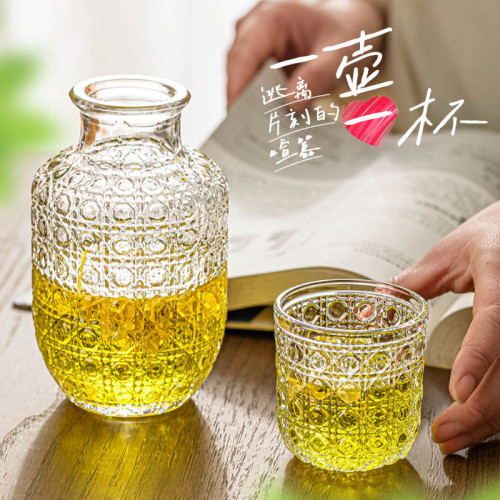 玻璃冷水壺ins風高顔值夏季涼水壺家用帶水杯一人飲泡茶壺套裝無