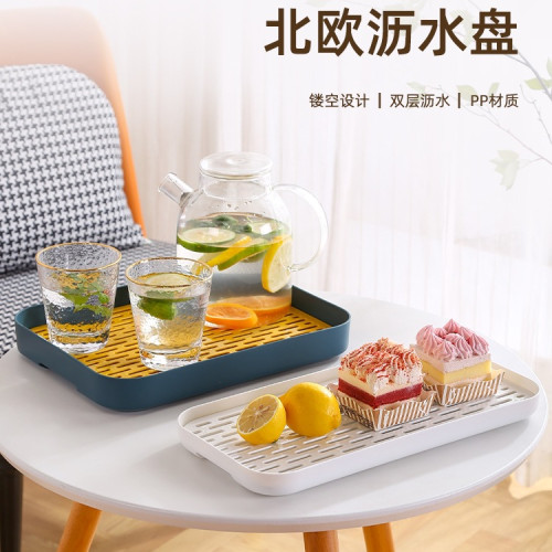 加高茶盤托盤放水杯子架置物架家用客廳茶具收納盤碗筷瀝水盤特大