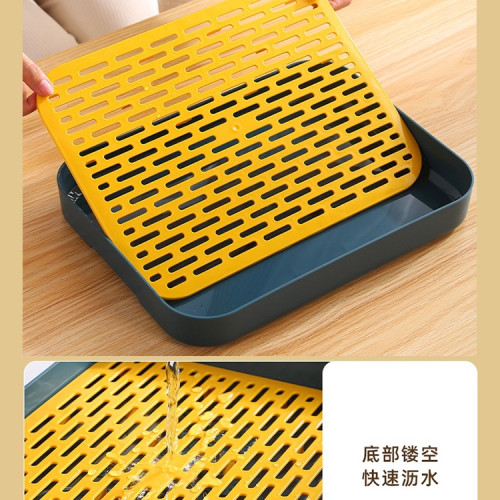 加高茶盤托盤放水杯子架置物架家用客廳茶具收納盤碗筷瀝水盤特大