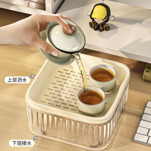 工位一人茶盤小茶具辦公室泡茶過濾桶小型瀝水年輕人的茶托盤