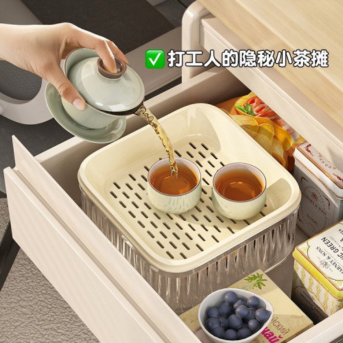 工位一人茶盤小茶具辦公室泡茶過濾桶小型瀝水年輕人的茶托盤